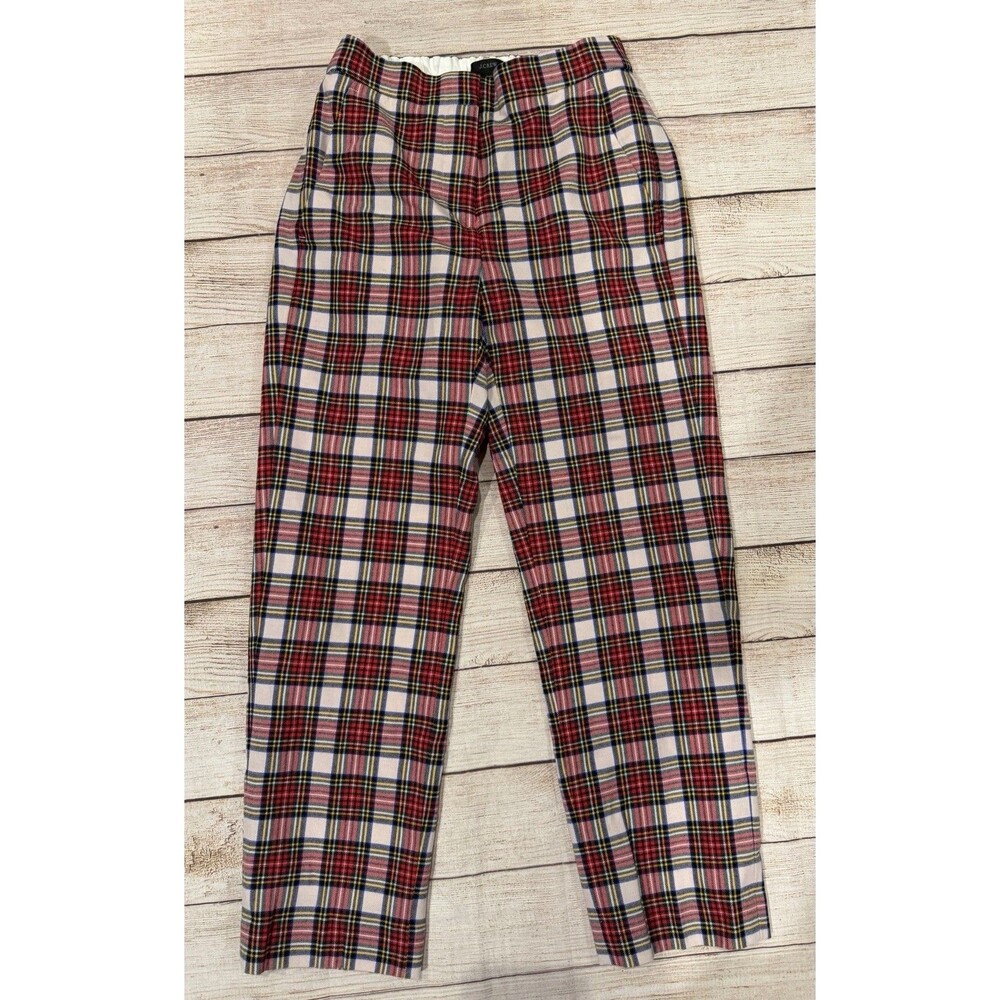 J. Crew Stretch Wool Snowy Stewart Tartan Plaid Pants Size 0 petite